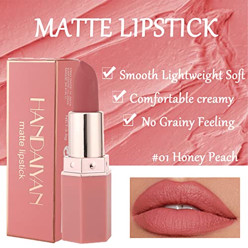 Matte Lipstick Long Lasting, Non Stick Cup Velvet Lipstick Lip Gloss Waterproof Lipstick Professional Lipstick Cosmetics Make Up Gifts Full-Cover