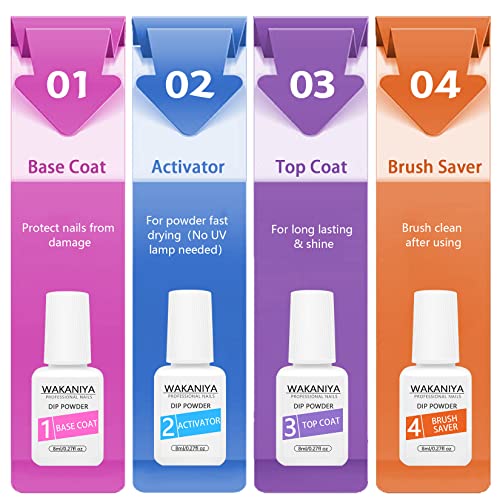 8 Colours Dip Powder Nail Kit, Glitters Color Nail Dipping Powder Set with Base/Top Coat, Activator and Brush Saver, Nail Powder Dip Kit Home DIY