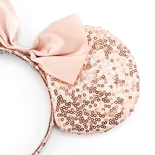 DRESHOW 2 Pack Mouse Ears Bow Headbands Glitter Party Decoration Cosplay Costume for Girls & Women