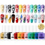 Born Pretty Nail Stamping Polish Spring Summer Fingernail Stamp Polish Set Manicure Print Nail Polish for Stamping Plates 12 Colors Bulk Nail Pol