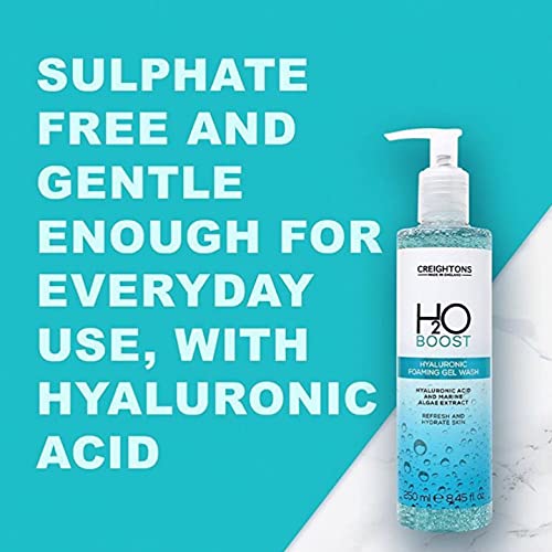 Creightons H2O Boost Hyaluronic Foaming Gel Wash (250ml) - Gently removes makeup & impurities whilst hydrating the skin. Vegan Friendly. Cruelty