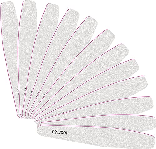 CGBE Professional Nail Files, 12Pcs 150/150 Grit Files Set Double-Sided Grit Emery Board Manicure Tools for Home and Salon Use