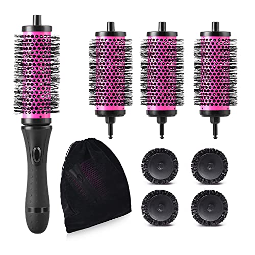 Hivexagon Round Hair Brush Set with Detachable Barrels Styling Tool,6 Barrels 1 Handle 6 Clips,3 Barrel Sizes - Small Medium Large