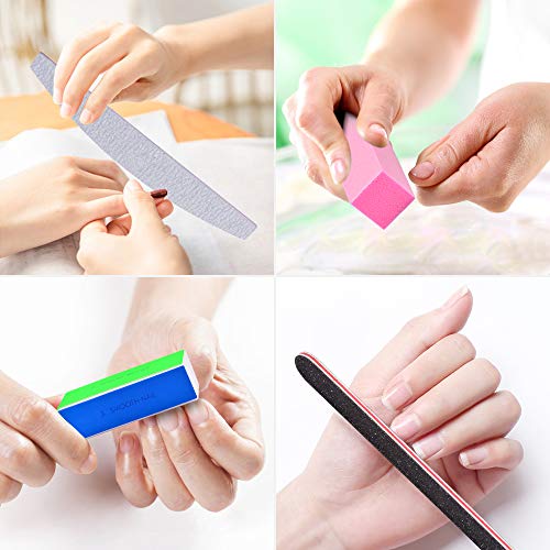 Nail File Set 12 Pcs Nail Files and Buffers 4 Shapes Professional Nail Files Block 100/180 Grit Double Sided Emery Board Manicure Set for Nail Tr
