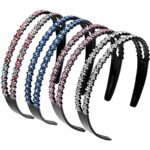 Rhinestone Headbands Double Row Non-slip Hard Hair Hoop Fashion Crystal Teeth Hairband Shiny Hair Bands for Women Girls Lady 4 Pieces (Mixed Colo