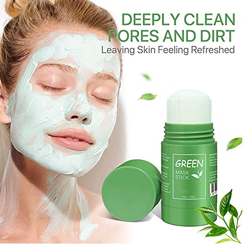 Green Tea Purifying Clay Stick - Green Tea Mask/Cleansing Facial Face Mask Moisturizes Oil Control, Deep Clean Pore for All Skin Types Men and Wo