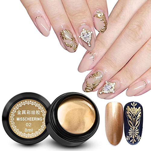 Nail Painted Gel, 8ml Nail Gel Polish, Metallic Nail Art UV Varnish Lacquer, Manicure Gel for Drawing Lines and Color Painting, UV Gel for Home D