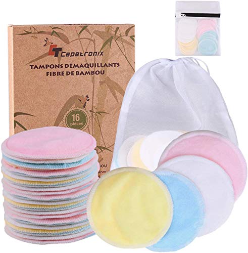 Reusable Makeup Remover Pads| Bamboo Fiber Organic Cotton Pads Face| Cotton Rounds Eyes Make Up Remover Pads Zero Waste Washable| for All Skin Ty