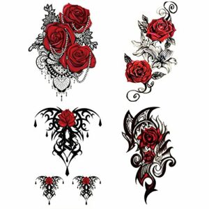 Yesallwas 4 Sheets Large Temporary Tattoo Sticker Fake Tattoos for Women Girls Models,Waterproof Long Lasting Body Art Makeup Sexy Realistic Arm