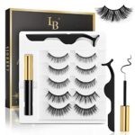 Magnetic Eyelashs Natural Look, Larbois 5 Paires with Eyeliner Kit, Self Adhesive＆Reusable Fluffy Fake Eyelashes Set and Waterproof&Long Lasting
