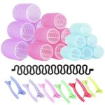 FREDY’s 31 Pieces Hair Rollers Set – 18 Self Grip Velcro Hair Curlers,12 Duckbill Sectioning Clips and 1 Centipede Shape Hair Clip for Barber Sal