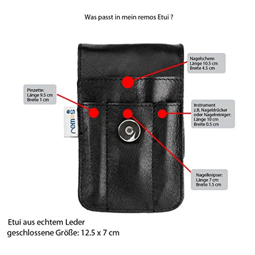 REMOS Manicure Case empty made of genuine leather with space for 4 tools - black