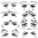 8Pcs Face Gems Glitter Stickers Gemstone for Festivals Party,Rhinestone Stick on Top Eyes,Self Adhesive Body Jewels Tattoos,Women Tattoos Accesso