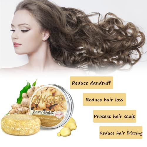 Ginger Hair Regrowth Shampoo Bar,Ginger Plant Shampoo Soap,Natural Organic Ginger Shampoo Bar, Anti Hair Loss, Anti Hair Frizzing,Anti Dandruff &
