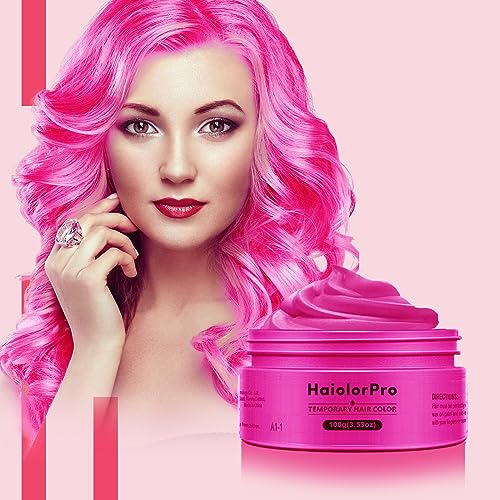 HaiolorPro Pink Temporary Hair Colour Dye Wax Washable,Non Permanent Coloured Hair Spray for kids, Hair Makeup Paint Wax for Parties or Cosplay,