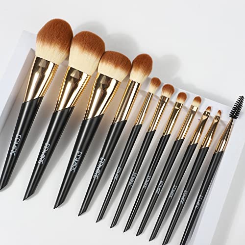 EDMIRE 10pcs Makeup Brushes including Foundation Brush, Eyeshadow and Eyebrow brushes. Essential Make up Brushes Set Gift for Women, Make up Brus