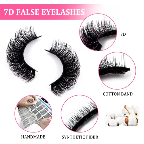 False Eyelashes Russian Strip Lashes 10 Pairs Reusable Natural Look 7D Faux Mink Lashes Fluffy Volume Wispy Fake Eyelashes Handmade Thick Soft Lo
