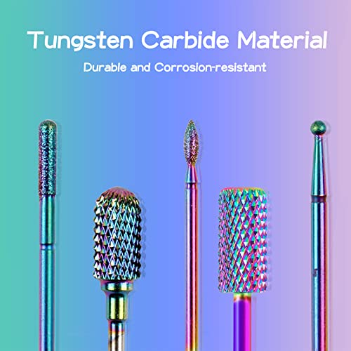 Nail Drill Bits Set 11pcs 3/32in Ceramic Tungsten Carbide Nail Drill Bit,Diamond Cuticle Electric Nail File Bits For Acrylic Nails With 75Pcs Nai