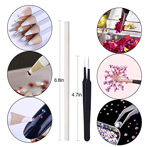 Kalolary Butterfly Nail Sequins,Nail Dried Flowers, Shiny Foil Nail Shavings, Nail Art Rhinestone with Tweezers Nail Art Rhinestone Picker Pencil