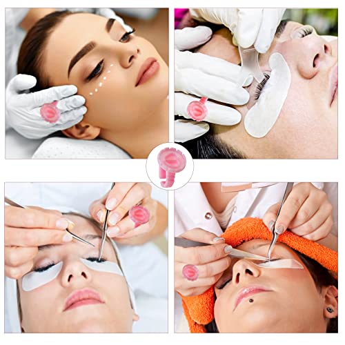 Glue Rings for Eyelash Extensions, 100Pcs Flower Shaped Plastic Lash Glue Rings with 2Pcs Spoolies for Lash Extensions, Pigment Rings, Makeup Glu