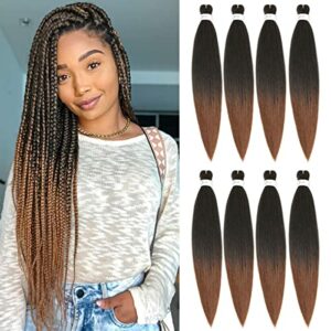 X-Tress 24"Easy Braids 8 Packs Spectra Pre-Stretched Braid Hair Ombre Brown Hair Extension Synthetic Hair for Braiding 2 Tone Braids Yaki Braidin