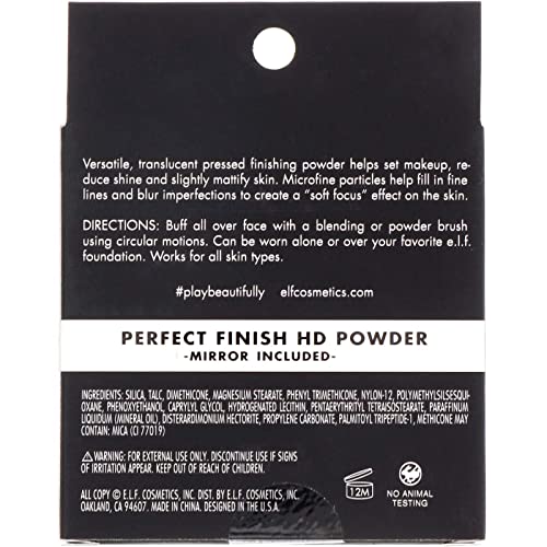 e.l.f. Perfect Finish HD Powder, Blurs Fine Lines & Imperfections, All Day Wear, Perfect for On The Go, 0.28 Oz