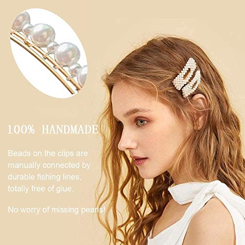 Makone Pearl Hair Clips 12 Pcs, Fashion Pearls Hair Barrettes, Hairpin Combination Hair Accessories for Women Girls