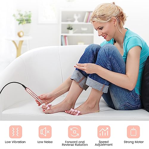 Sarmeley Electric Nail Files Professional Electric Nail Drill Set for Acrylic Gel Nails Portable Manicure Pedicure Kit with Sanding Bands, Champa