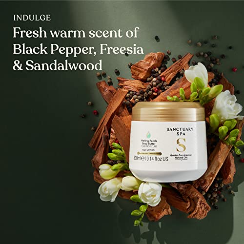Sanctuary Spa Golden Sandalwood Melting Pearl Body Butter with Shea Butter & Argan Oil, No Mineral Oil, Cruelty Free & Vegan Body Moisturiser, 30