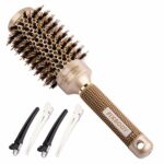 FIXBODY Round Barrel Nano Thermal Ceramic Coating & Ionic Tech Hair Brush with Boar Bristles, for Hair Blow Drying, Styling, Curling, Straighteni