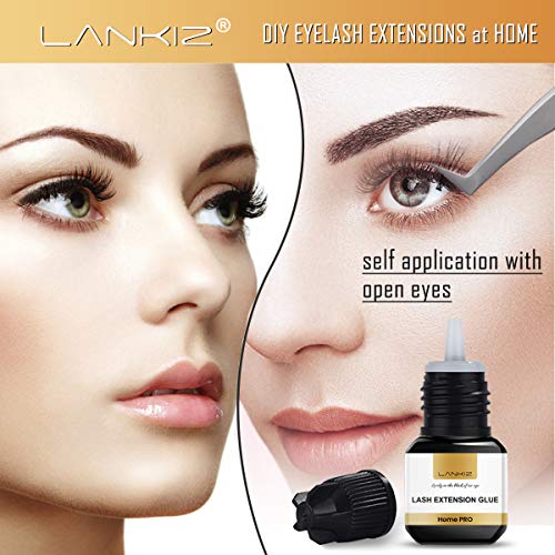 LANKIZ Individual Lashes Glue Home DIY Eyelash Extension Glue, 14 Days Retention Self Application Cluster Lash Glue DIY Lash Extension at Home, S