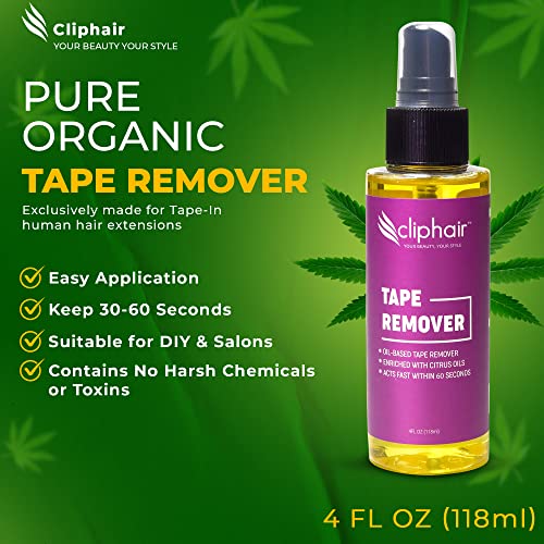 Cliphair Tape Hair Extensions Remover 118ml, Easy to Use Tape Remover Hair Extensions 4 FL oz, Citrus Oil Enriched Adhesive Tape Remover