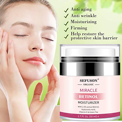 Retinol Moisturizer Cream,For Face&Eye Area Anti Aging Wrinkles & Acne & Fine Lines,with Vitamin E&Hyaluronic Acid & Jojoba Oil.Best Night&Day Fa