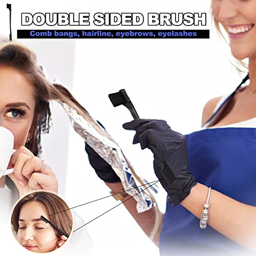 Qufiiry 3Pcs Slick Back Hair Brush Set, Double-Sided Edge Brush, Hard Bristle Brush and Rat Tail Hair Comb, Teasing Hair Edge Brushing, Slicking