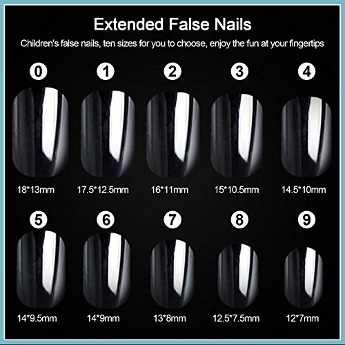 Kalolary 600pcs Kids False Nail, Children Transparent Acrylic Nail Tips Full Cover Short False Nail Kits, Lovely Gift for Kids Little Girls Nail