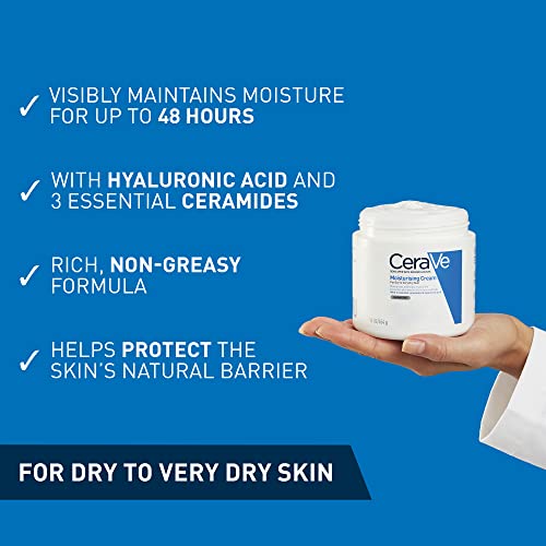 CeraVe Moisturising Cream for Dry to Very Dry Skin 454g with Hyaluronic Acid & 3 Essential Ceramides