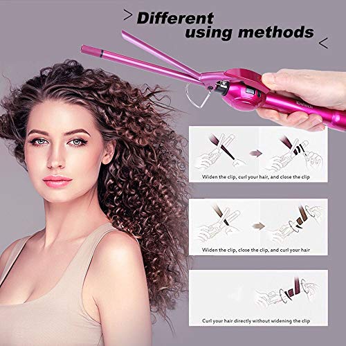 iGutech Curling Tongs, Super Tourmaline Ceramic Barrel Curling Iron, 9mm Hair curlers, Unisex for Men Women Kids