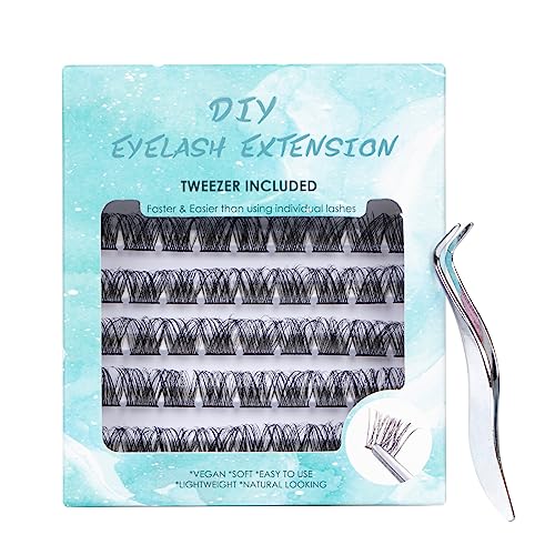 Cluster Lashes SISILILY Individual Lashes 72 Lash Clusters C D Curl Individual Cluster eyelashes DIY Lash Extensions Reusable False Eyelashes 3D
