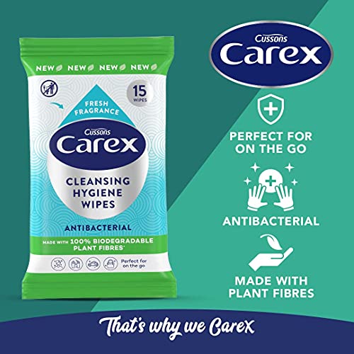 Carex Antibacterial Biodegradeable Wipes- Multipack 15 Wipes x 10 Packs
