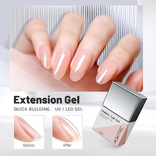7-in-1 Pink Builder Nail Gel Aokitec 15ML Building Nail Gel Nail Polish For Strengthener Gel,Extension Gel,Rhinestone,Base Coat,False Nail Tips G