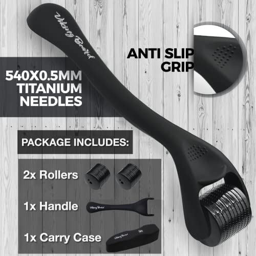 Viking Beard™ Beard Roller | 2x Rollers | 540 0.5MM Titanium Needles | Men, Beard Growth Roller, Beard Roller For Growth For Men, Derma Roller 0.