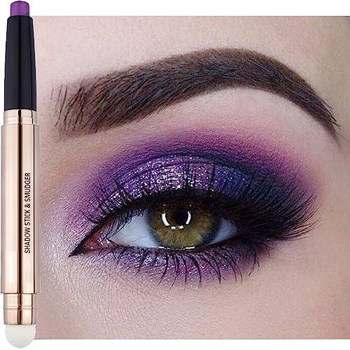 Glitter Eyeshadow Metallic Eye Shadow Stick,Pearl Shimmer Dual-Ended Eyeshadow Eye Brightener Highlighting Pen,High Pigmented,Cruelty Free,Smooth