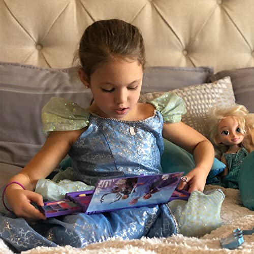 Disney Frozen 2 - Townley Girl Cosmetic Compact Set with Mirror 14 lip glosses, 4 Body Shines, 6 Brushes Colorful Portable Foldable Washable Make