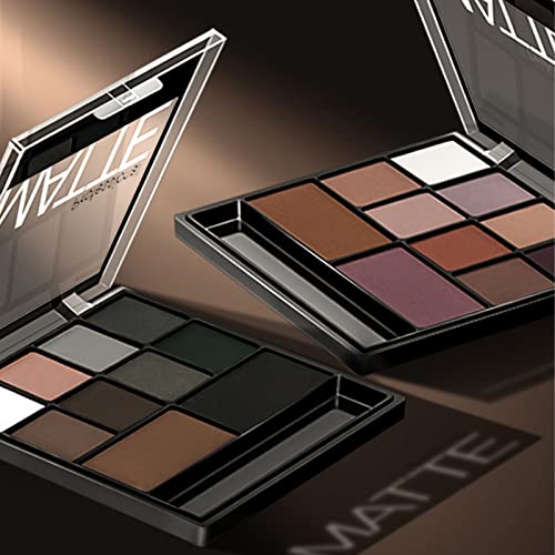 HERBENJOY Eyeshadow Palette Full Matte Pallets 10 Eye Shadow Shades Smokey Makeup Set,Intense Color,Pressed Pigments,With Dual-Ended Applicator B