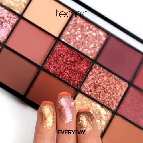 Technic Invite Only Eyeshadow Palette - 15 Blendable Shades with Highly Pigmented Glitters, Shimmers & Mattes for Day or Night Looks. A Mixture o