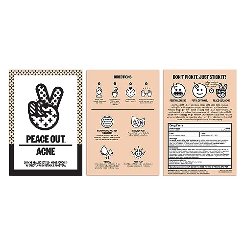 Peace Out Skincare Acne Dots. Hydrocolloid Anti-Acne Pimple Patches with Salicylic Acid to Quickly Clear Blemishes