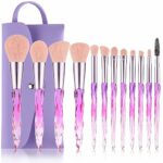 DUAIU Makeup Brushes,12pcs Professional Make Up Brush Set Premium Synthetic Make Up Brushes Crystal Handles Makeup Brush Foundation Concealer Blu