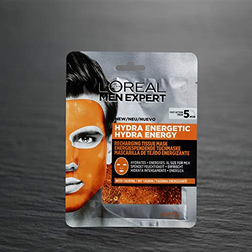 Men Expert Hydra Energetic Tissue Face Mask for Men, Sheet Mask for Tired Looking Skin (4 x 30 g)
