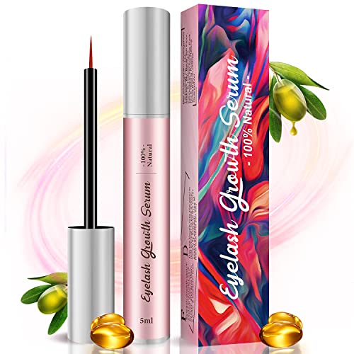 Eyelash Growth Serum, 5ML Professional Lash Growth Serum Eyelash & Eyebrow Enhancer Serum, Natural Lash Booster Eyelash Serum for Growth- Irritat