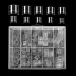 KINBOM 500pcs Clear Nail Tips Short Acrylic Fake Nails with Case Square Half Cover French Fake False Nails for Nail DIY Decoration at Home and Sa